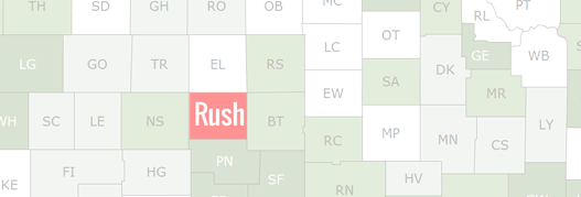 Rush County Map